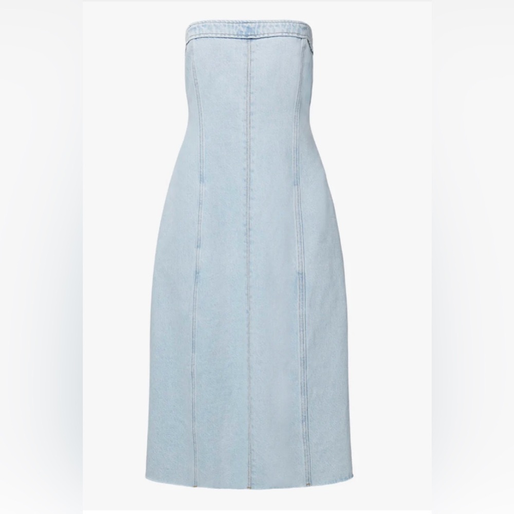 WeWoreWhat x Revolve Rigid Denim Strapless Midi Dress in Super Light Wash Size 2 - Picture 6 of 12